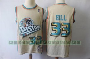 Camiseta Grant Hill 33 Detroit Pistons Baloncesto Beige claro Hombre