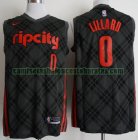 Camiseta Damian Lillard 0 Portland Trail Blazers Negro Hombre