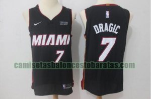 Camiseta Goran Dragic 7 Miami Heat Baloncesto Negro Hombre