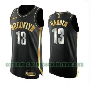 Camiseta James Harden 13 Brooklyn Net 2020-21 Golden Edition Swingman negro Hombre