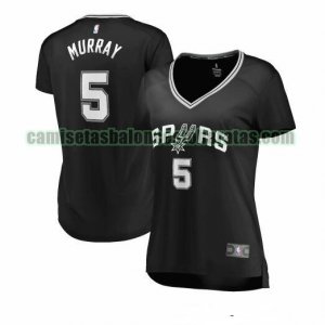 Camiseta Dejounte Murray 5 San Antonio Spurs icon edition Negro Mujer