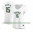 Camiseta Frank Mason III 15 Milwaukee Bucks association edition Blanco Mujer