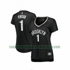 Camiseta Theo Pinson 1 Brooklyn Nets icon edition Negro Mujer