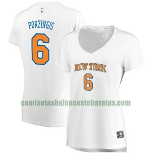 Camiseta Kristaps Porzingis 6 New York Knicks association edition Blanco Mujer