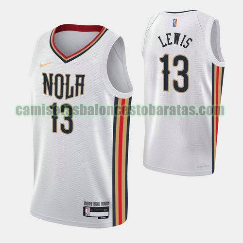 Camiseta kira lewis jr 13 New Orleans Pelicans 2022 75 aniversario edición de la ciudad blanco Hombre